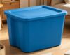 18 Gallon Tote, Plastic Storage Bin with Snap-on Lid, Bright Blue