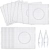 18 Pcs Meltable Beads Pegboards, Large Clear Plastic Melty Beads Templates with 2 Tweezers, Interlocking Design for 0.2 in Beads, DIY Craft Board Set for Art Projects, 841 Beads Capacity