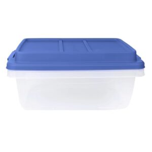18 Quart Clear Storage Bin, Latched Storage Container, with Blue Lid