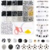 1900 PCS Black White Beads Jewelry Making Kit Pony Beads Jewelry Making Crafts(4mm, 6mm, 8mm)
