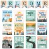 19 PCS Moving Mountains Welcome Posters Set Mountain Themed Classroom Inspirational Educational Poster Moving Mountain Road Trip Positive Quote Sayings Wall Art for Middle High School Office Decor