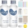 1DFAUL 30Pcs Air Dry Clay Varnish with Sculpting Tools Kit, Gloss Matte