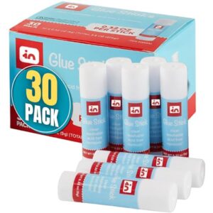 1InTheOffice Glue Sticks for Kids, School Glue Sticks, Clear, Washable, 0.32oz, 30 Pack