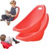 1 Pack Chairs Blue, Portable Floor Seating for Classroom, Flexible Seating for Classroom Elementary, Plastic Wobble Reading Chair with Back rt, Fun Sensory Egg Chair with Handle (Red 2 PCS)