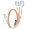 1Pack Multi Charging Cable Cord for Travel Essentials,Apple Watch Charger,iPhone Charger,[3-in-2] Type C/Lightning Cable Portable Designed for iWatch,iPhone 17-8,Galaxy S26-21,AirPods,iPad-4FT Orange