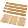 1Pc Bamboo Drawer Organizer, 17-25" Expandable Kitchen Drawer Organizer with 4 Dividers, 9 Inserts, Desk Drawer Organizer for Kitchen Organization, Office Organization and Kitchen Cabinet Organizer