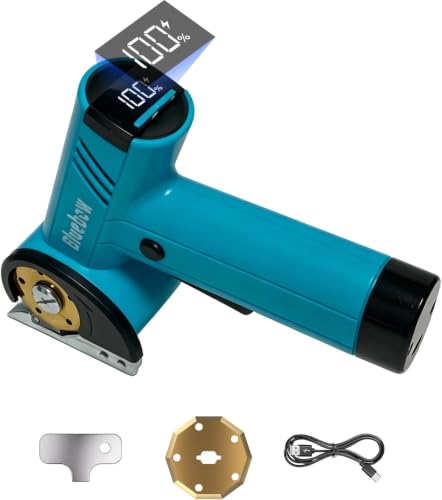 1 Pcs Cordless Electric Scissors, Rechargeable Cardboard Cutter with LED Light, 4-Speed Settings, Safety Lock, 2 Blades, USB-C Battery Powered Box Cutter for Carpet, Leather, Fabric, Packages