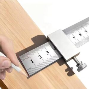 1 PCS Silvery Aluminum Alloy Carpenter's Ruler Stoppers Steel Ruler Precision Scribe and Marking Gauge, with Woodworking and Measuring Pocket Clips 20cm