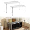 1 Tier Storage Shelves, Steel Kitchen Microwave Shelf, Silver, 2 Pack
