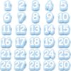 1 to 30 Number Pencil Topper Protector Caps, Soft Pencil Eraser End Decor Accessories for Standard Pencils, Classroom Stationery Marking Supplies Kids Fun Craft Decor(Light Blue)
