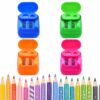 2-Hole Pencil Sharpener Manual Handheld Sharpener for Colored Pencils (8)