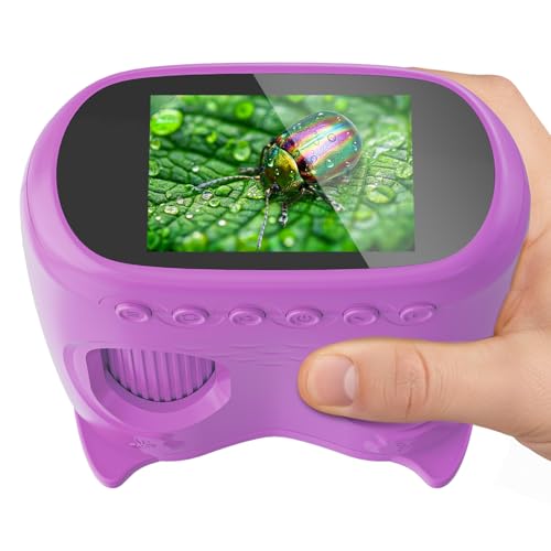 2-in-1 Kids Microscope Telescope, Temodu 2.0" 1000X Digital Microscope for Kids, HD Portable Education Telescope for Kids Birthday Festival Gift, Science Fun Toys for Children Age 4-12 (Purple)