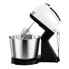 2-in-1 Stand and Hand Mixer with Stainless Steel Bowl, 7 Speed Electric Baking Mixer, Handheld Kitchen Mixer for Whipping, Mixing, Cake, Cream, Dough, White and Black, US Plug