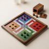 2-in-1 Wooden Ludo and Snakes & Ladders Board Game, Antique Wood, Magnetic Pieces, 10 & 12 Inch, for Kids and Adults (11 Inches)