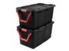 2-Pack 40 Gal Heavy Duty Rolling Storage Bins with Wheels & Lids, Industrial Totes with Rotating Pull Handle & Side Grips – Opaque Stackable Organizer for Garage, Basement, Shed, Moving