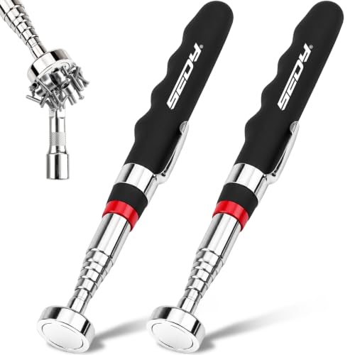 2-Pack Telescoping Magnetic Pickup Tool, 40 lb Pull Force, 30-Inch Extendable Magnetic Grabber Stick with Non-Slip Handle for Automotive Repair, Garage and Retrieving Screws, Nuts, Bolts and Nails