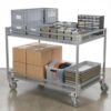 2-Tier Collapsible Steel Rolling Utility Service Cart with Ergonomic