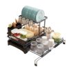 2-Tier Expandable Dish Drying Rack with Drainboard for Kitchen Counter