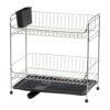 2-Tier Stainless Steel Dish Drying Rack with Drain Board & Utensil Holder, Large Capacity Countertop Dish Rack for Plates, Bowls & Cutlery