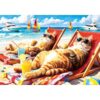 2000 Piece Cat Puzzle for Adults, Cute Chonky Cats Lounging on Tropical Beach Jigsaw Puzzle, Beach Vacation Scene Puzzle, Fun & Relaxing Family Activity for Cat Lovers, 39" x 28"