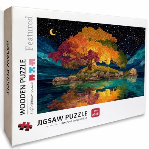 2000 Pieces Jigsaw Puzzle for Adults Tree, Starry Sky Wooden Puzzles with Box, Letter on Back, Challenging Funny Games Crafts for Adults Kits, Fun Games for the Whole, (39x28in), 7-9685