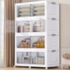 200Gal XL Stackable Storage Bins Foldable Box Cabinet for Home 4Pack White
