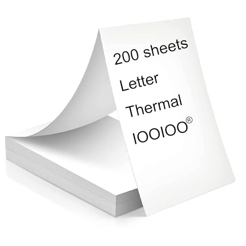 200 pages, BPS BPA free, thermal printer paper 8.5 x 11, letter, folded, continuous. For printer with APP SharpFox, Peripage, MarkLife, D810 A80 A81 A40... of POLONO iooioo aixiqee GUTHERREN...