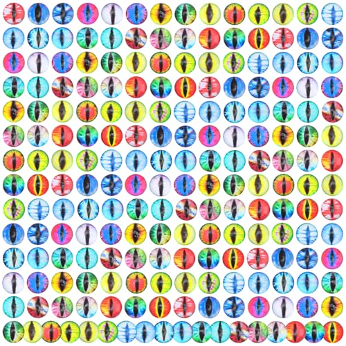 200Pcs 6mm Assorted Colors Eyes Glass Cabochon, Animal Doll Eyes, Glass Eye Stickers Flatback Dragon Snake Frog Eye Cabochon, for Clay Doll Making Sculptures Props and DIY Jewelry Crafts Making