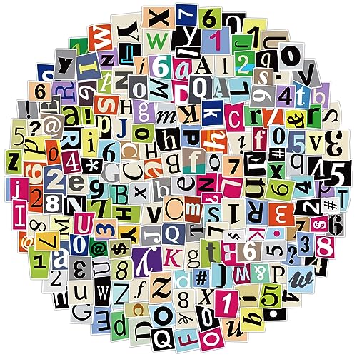 200Pcs Alphabet Stickers Waterproof Vinyl Decals for Scrapbooks, Notebook, Classroom Decor, Door, Mailbox, Water Bottle, Laptop, Letters A-Z and Number Stickers 0-9