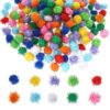 200 PCS Craft Pom Poms, Sparkle Balls Cat Fuzzy Toys Balls, Glitter Fluffy Craft Pompoms, Multicolor Soft Pompoms for Art Crafts, DIY Decorations, 0.59 Inch