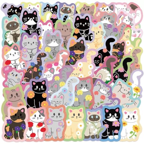 200pcs Funny Cat Stickers for Teens Adults,Water Bottles Sticker Gifts Games Activity Party Favors Supplies for Boys and Girls,Waterproof Cool Accesory for Laptop,Scrapbooking Decals