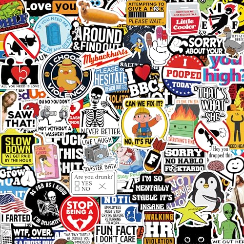 200pcs Funny Stickers for Adults, Prank Meme (Dirty) Hilarious Sticker Pack for Laptop, Hard Hat, Work, Water Bottles, Computers, Vinyl Waterproof Decals (200)