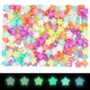 200pcs Glow in The Dark Star Beads, Colorful Luminous Star Pony Beads for Jewelry Making Pendant Charms Loose Spacer Accessories for Necklace Bracelets Earrings Arts DIY Crafts Decor