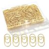 200 Pcs Mini Gold Heart Paper Clips, Stainless Steel Heart Shaped Paperclips for Office School Wedding Decor, Bookmark Scrapbooking Organizer with PP Storage Box (0.78″x0.35″)