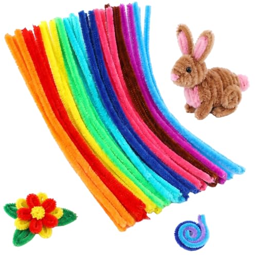 200 Pcs Multi-Colored Pipe Cleaners, 12 Inch Fuzzy Crafts Supplies Bulk for DIY Art, Classroom Activities, and Flower Making (Multi-Colored)