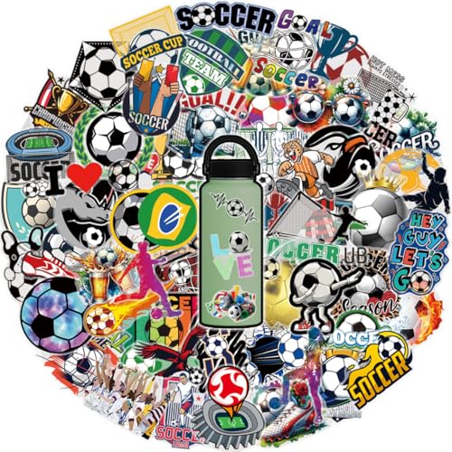 200 Pcs Soccer Stickers for Teens Adults Water Bottle Laptop Phone Case Scrapbooking Bike Luggage Football World Cup Supplies, Waterproof Transparent Sport Car Decals