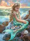 200 Piece Puzzles - Mermaid Girl By The Sea - Fun Family 200 Piece Jigsaw Puzzle, 10 X 14 Inch, Recyclable Wooden Puzzle Pieces, Favorite Room Decor Or Gifts