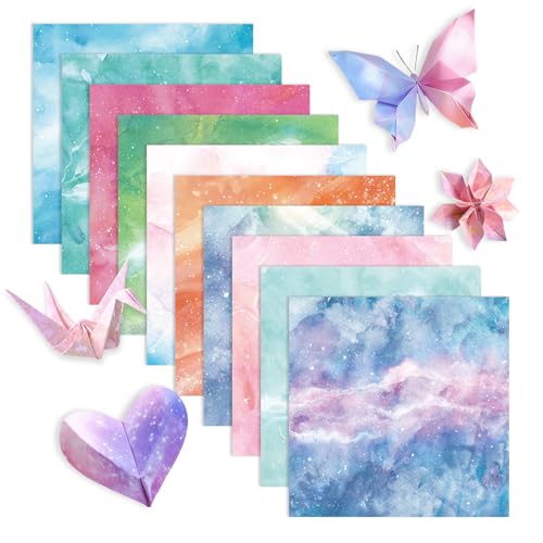 200 Sheets Origami Paper, Fantasy Starry Sky Origami Paper Double Sided,10 Designs Origami Kit Squares for Scrapbook Decor, Folding Crafts Kids DIY School Arts Crafts Projects(3.74*3.74in)