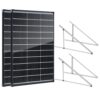 200W N-Type Bifacial Solar Kit, 12V 2x100W 16BB 25.6% High-Eff Cell, IP68 PV Module for RV/Marine/Cabin/Roof/Farm + 45" 0-90° Adj Tilt Mount Brackets for 100-400W Panels