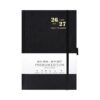 2026-2027 Daily Planner Notebook PU Leather Academic Planner with Elastic Band Closure and Pen Slots for Scheduling Smooth Writing