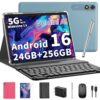 2026 10 Inch Tablet, Android 16 Tablet with Keyboard, Gemini AI, 24GB+256GB+2TB Expand, 2 in 1 Tablets with 8-Core, 5G WiFi, 8000mAh, GMS, GPS, Electronic Tablets PC with Mouse, Case, Stylus (Pink)