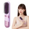 2026 Cordless Hair Straightener Brush, Fast Heating & Rechargeable, Portable Travel Styling for Women-Purple