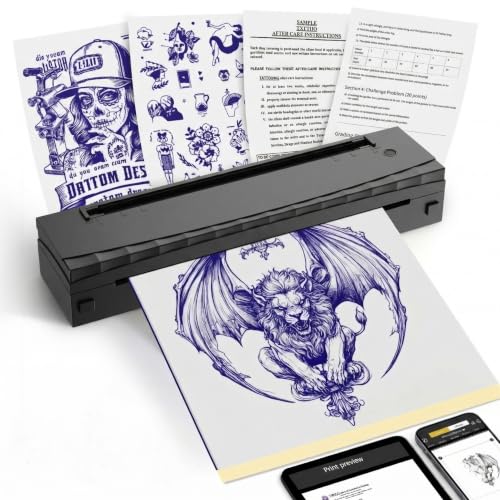 2026 New Inkless A4 Thermal Printer, Document Printer And Tattoo Transfer Printer, Wireless Thermal Printer Compatible with Smartphones And Tablets, Suitable for Thermal Paper/Tattoo Transfer Paper