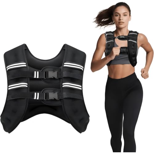 2026 New Weighted Vest, 6lb/8lb/12lb/16lb/20lb/30lb for Men, Women with Reflective Stripe, Weight Vests Adjustable for Workout, Strength Training, Running, Fitness, Muscle Building, Weight Loss