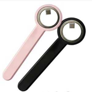 2026 Upgrade 2-in-1 Ring-Shaped Cat Eye Magnet for Nails – Circle & Y Shape Nail Magnet Tool – Creates Wide Beam, French Tip & Heart Effects with One Tool (Pink, Black)