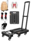 2026 Upgraded Foldable Silent Hand Truck Heavy Duty Foldable Six-Wheel Luggage Cart Portable Small Collapsible Dolly Cart with Wheels Carrito para Cargar Cosas Con Ruedas for Moving, Shopping