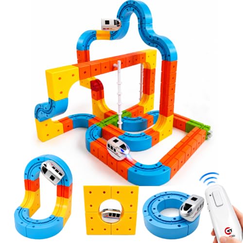 2026 Upgrade Remote klick Rail Electric Train Set for Kids Ages 3-8, Anti-Gravity 3D Modular Track Building Toy, STEM Educational Racing Set for Boys & Girls, Creative Birthday Gift