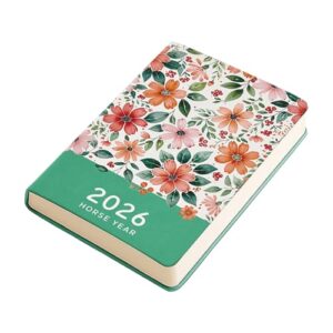 2026 Weekly Planner From Jan to Dec Hardcover Flower Leather Academic Planner with 256 Pages Dated Ribbon Bookmarks Professional Meeting