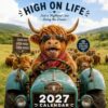 2027 Funny Wall Calendar with Highland Cows 10" x 12" Spiral Bound (stlye2)