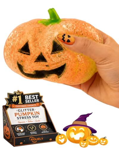 2027 New Halloween Pumpkin Stress Ball for Adults, Soft Anxiety Relief Fidget Cute Squeeze Toys, Slow Rise Glitter Dumpling Sensory PVC for Party Favors, Classroom Prizes, Gifts